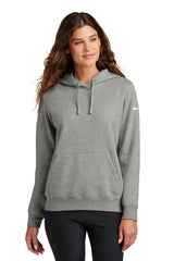 Nike Women's Club Fleece Sleeve Swoosh Pullover Hoodie NKFD9889 - Dark Grey Heather
