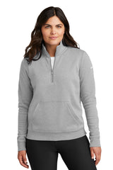 Nike Women's Club Fleece Sleeve Swoosh 1/2-Zip NKDX6720 - Dark Grey Heather