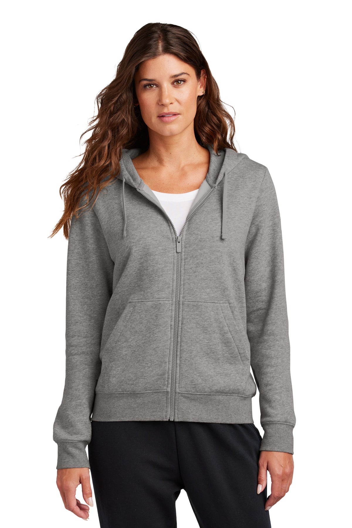 Nike Women's Club Fleece Sleeve Swoosh Full-Zip Hoodie NKFD9890 - Charcoal Heather